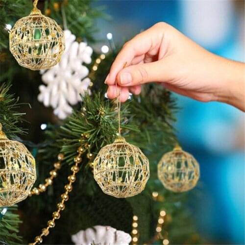 6PCS Christmas Balls Christmas tree ornaments Xmas Decor Hanging Tree Pendant Glitter Color Hollow Xmas Party Home Decoration