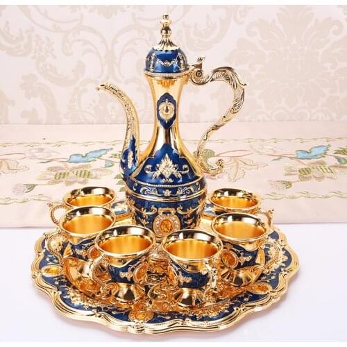 8-piece white wine glass wine dispenser household small wine glass wine set western-style metal hip flask high-end decoration