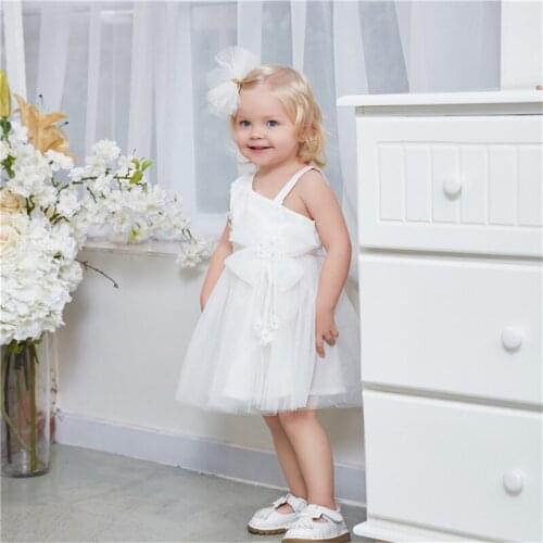 Blotona Little Girls Sweet Princess Dress White Boat Neck Sleeveless Multiple Layer Dress for Birthday Party Wedding Bridesmaid