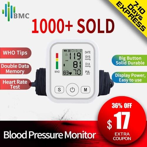 BMC Sphygmomanometer Homeuse Health Care Digital Lcd Wrist & Upper Arm Blood Pressure Monitor Heart Beat Automatic Meter Machine