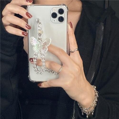 Korean Butterfly Chain Phone Case For iPhone 12 Mini pro max 11 Pro Max XR X XS Max 7 8 Plus SE2020 Case TPU Phone Back Cover