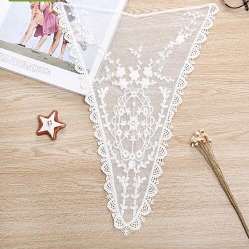 Cusack 1 pc 30 x 42 cm Off White Lace Collar Trim Costume Neckline Applique Embroidered Mesh Cotton Sewing DIY Crafts
