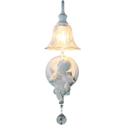 BDBQBL Child Angel Wall Lamps European Originality Glass Study Wandlamp AC 110-240V Children Bed Room Bedside Wall Lamps