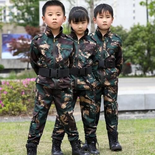 Children Camouflage Suit Boys Girls Military Uniforms Primary School Student Outdoor Summer Camp Development Training Clothes