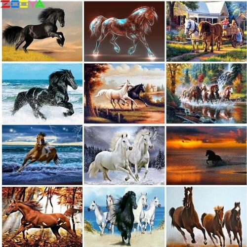 DIY 3D Diamond Painting Square Full Diamond Mosaic Embroidery Resin Craft Scroll Painting Cross Stitch Home Decor Horse AT422