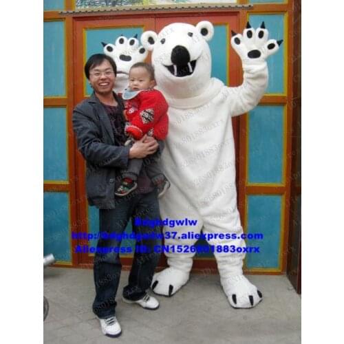 Long Fur Polar Bear White Sea Bear Mascot Costume Cartoon Character Corporate Communications Competitive Products zx1625