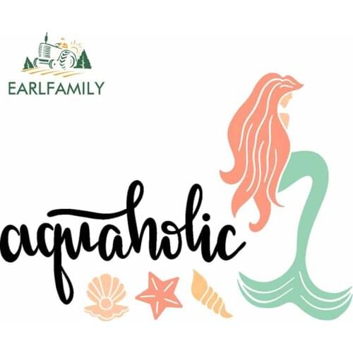 EARLFAMILY 13cm x 10.6cm for Aquaholic Ocean Mermaid Cartoon Car Stickers Motorcycle VAN Waterproof Decal for Bumper Windshield
