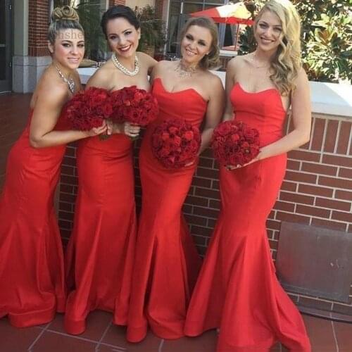 Elegant African Red Mermaid Prom Dresses Sexy Prom Evening Dresses Custom Made Wedding Guest Dress