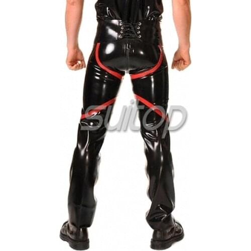 Suitop latex chaps latex trousers with inside zip for men
