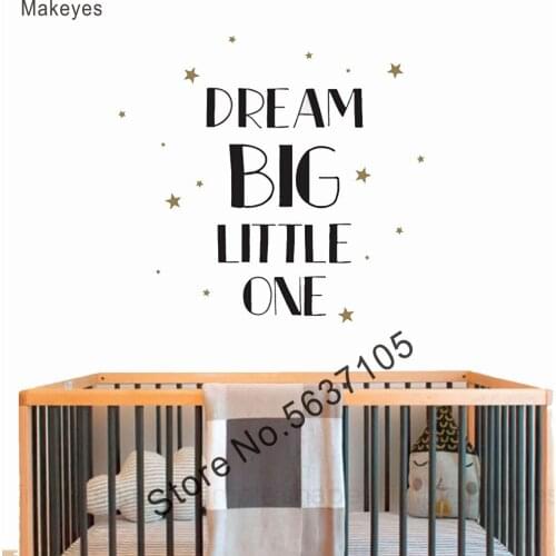 Makeyes Dream Big Little One Wall Stickers Kids Bedroom Sweet Decor Wall Decals Stars Sleeping Wall Decor Quotes Decoration Q201