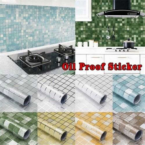 Kitchen Oil Proof Wall Stickers 70x45cm Aluminum Foil Anti-Heat Self Adhesive Wallpaper for Kitchen Bathroom Waterproof Stickers
