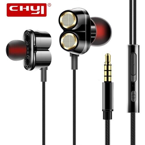 CHYI Metal Wired In Ear Earphone With Microphone 3.5MM Line Type Music Earbuds For Xiaomi Huawei Samsung Iphone
