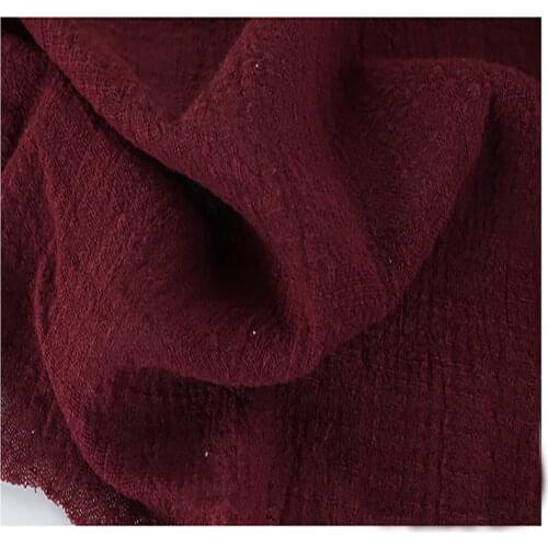 Soft Linen Cotton material wind red crincle wrinkle tissue scarves dress double layer linen cotton crepe fabric By meter