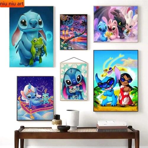 DIY Disney Cartoon Lilo and Stitch Anime Diamond Painting Diamond Mosaic Cross Stitch Kits Full Diamond Embroidery Room Decor