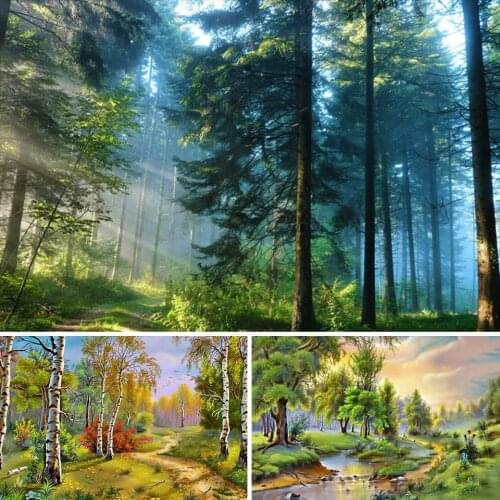 5D DIY Diamond Painting Landscape Cross Stitch Kit Full Drill Embroidery Forest Nature Mosaic Art Picture Of Rhinestones Decor