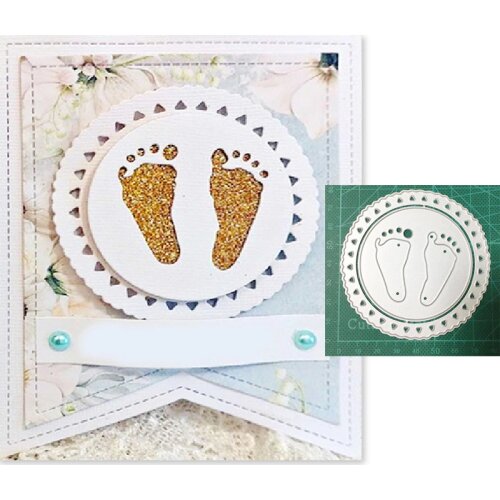 2021 new metal cutting dies cut die mold Baby Footprint Circle Frame Scrapbook paper craft knife mould blade punch stencils dies