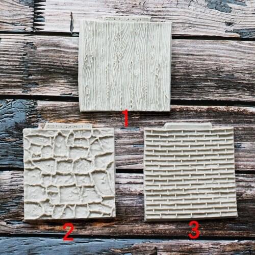 New Creative Cobble Stone Brick Wall Tree Bark Silicone Mold Fondant Cake Decorating Tool Embosser Baking Mould Kitchen Tools