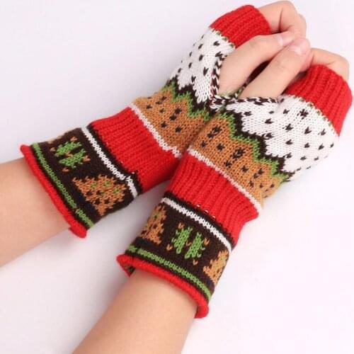 Christmas Tree Gloves Fingerless New Knitted Gloves Half-Finger Gloves Color Warm Christmas Gloves Fashion Mittens Outdoor Lady