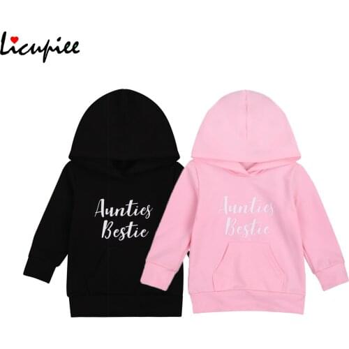 Casual Kids Hooded Sweatershirt Letter Full Long Sleeve Solid Color Lettering Hoodies with Pocket 1-6 Years