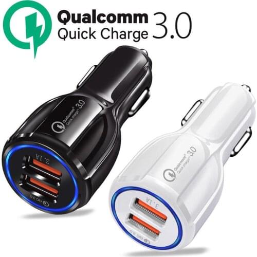 QC3.0 Certified Quick Charge Dual 2 USB Port Fast Car Charger for Mobile Phone for iPhone Samsung Xiaomi Tablet Car-Charger