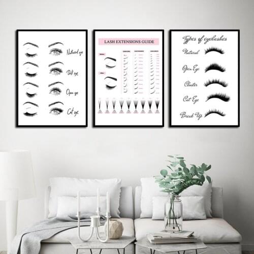 Lash Extensions Guide Art Wall Canvas Painting Makeup Art Picture Eyelash Quote Print And Poster For Girl Room Home Decor HD3005