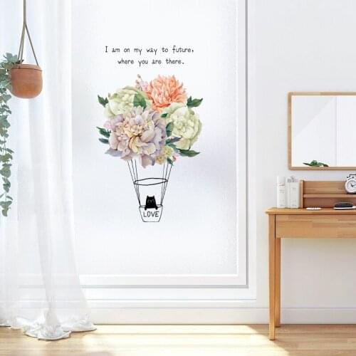 Cartoon Flower Privacy Glass Sticker Home Kitchen Frosted Window Film Bathroom Toilet Door Opaque Sticker Cute Cat Decor Film