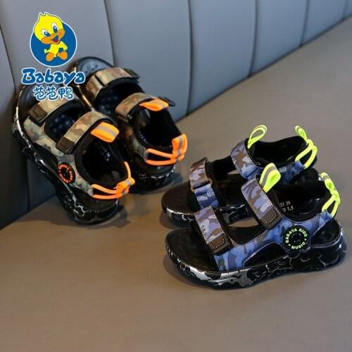 2021 Summer Childrens Casual Sandals Trendy Camouflage Boys Big Kids Velcro Open Toe Soft Sole Beach Shoes boy sandals footwear