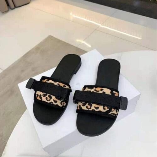 Black Summer Woman Slippers Flat Slides Women Leopard Femme Pantoufles Open Toe Beach Shoes Sandalias Verano Mujer Pantuflas