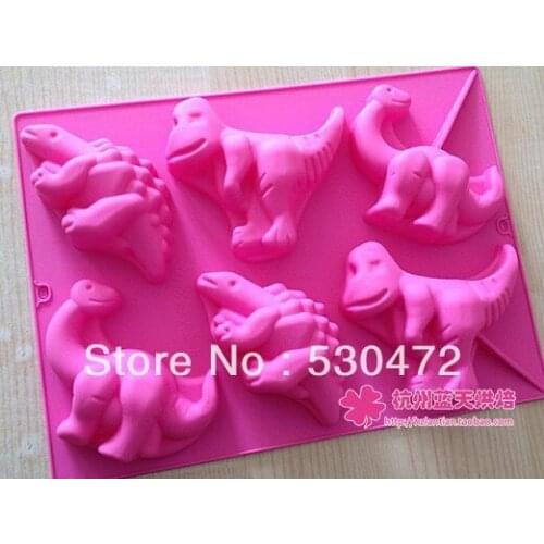 6 hole big Dinosaur silicone Cake Mold Chocolate molds hole:10*4.1 kitchen tools