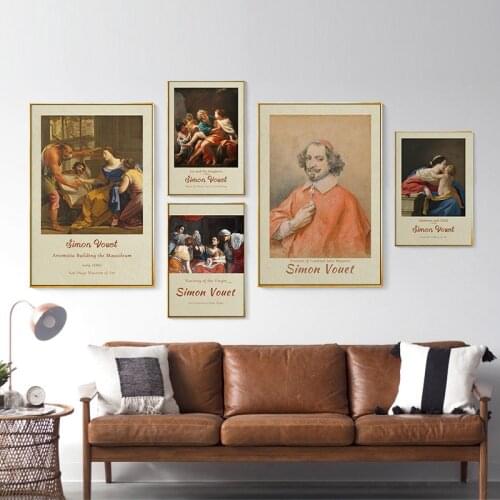 World Famous Simon Vouet Exhibition Poster Figure Portrait Canvas Painting Vintage Print Wall Art Picture Living Room Home Decor