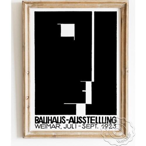 Bauhaus Exhibition Poster, Herbert Bayer Art Prints, Walter Gropius Wall Picture, Minimalist Abstract Modern Decorative Painting