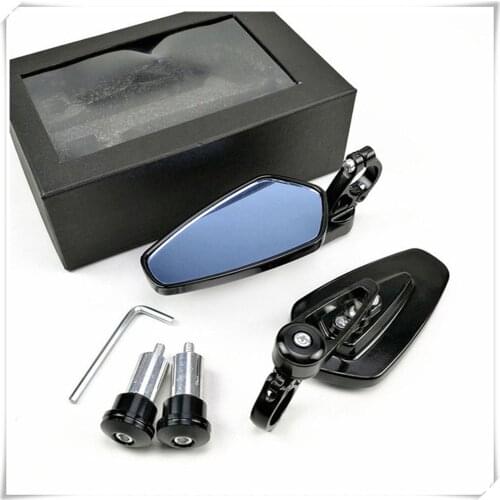 2pcs 7/8" 22mm Motorcycle Mirrors Bar End Blue Glass Rear View for Aprilia 750 FALCO SL1000 DORSODURO 1200