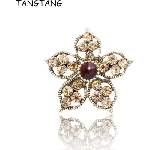 Top Quality Flower Style AAA Rhinestone Brooches For Women Bronze Plated Crystal Wedding Jewelry Accessories Bijoux Wholesale