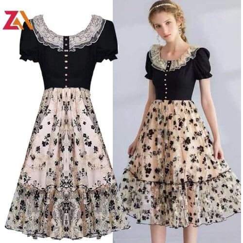 ZALady designer plus size 2XL midi dresses for women elegant lace embroidery Japanese party night woman dress clothes festival