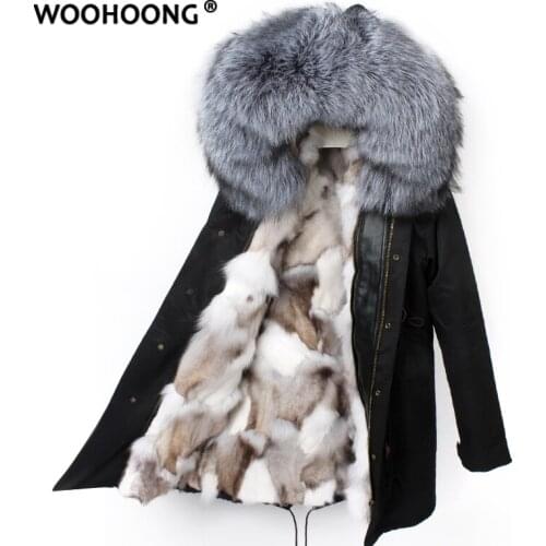 Winter Real Fur Coat Woman Natural Silver Fox Parker Loose Large Size Custom Waterproof Removable Warmth Streetwear Luxury