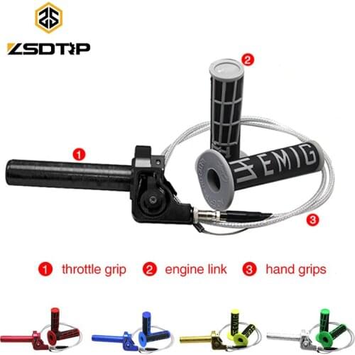 ZSDTRP CNC Aluminum Motorcycle Throttle Grip Quick Twist Gas+Throttle Cable+Hand Grips Fit KAYO Apollo Bosuer Dirt Pit Bike