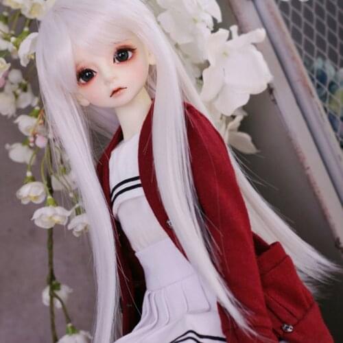 1/3 1/4 1/6 1/8 High Temperature Long Straight White Bjd Wig MSD SD For Doll