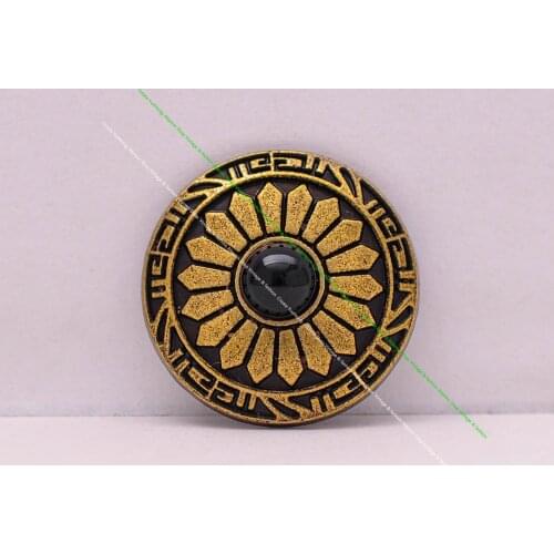 10pcs 25mm Retro Brass Sun Flower Carved Black Turquoise Leathercraft Accessories Belt Holster Case Conchos For Leather Decor