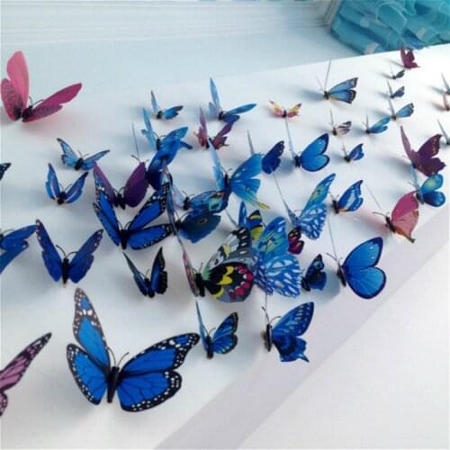 12pcs/lot Colorful Butterfly Fridge Magnets 3D Butterfly Design Art Stickers Room Magnetic Home Decor DIY Wall Decoration