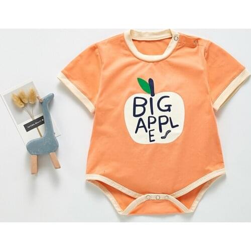 2021 Summer Baby Boy Girl Cozy Romper Clothing Cute Cartoon Print Short Sleeve Cotton Jumpsuits Outfits for Newborn Kids High Qu