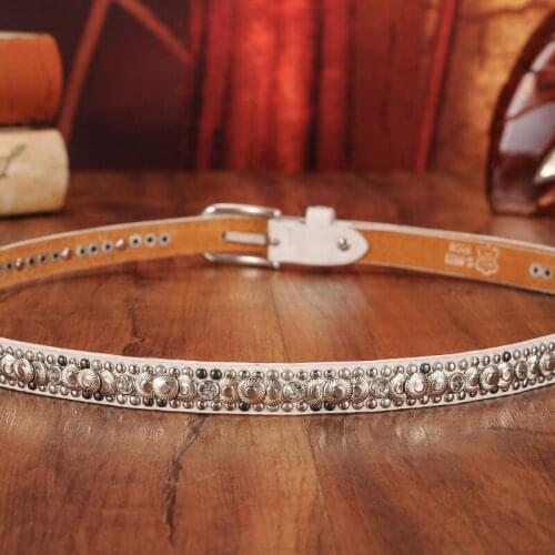 2021 new fashion rivet belt ethnic retro belt female rhinestone inlaid jeans belt