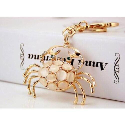 50pcs/lot fedex fastrhinestone crab keychain woman fashion crab key ring cartoon animal keychain