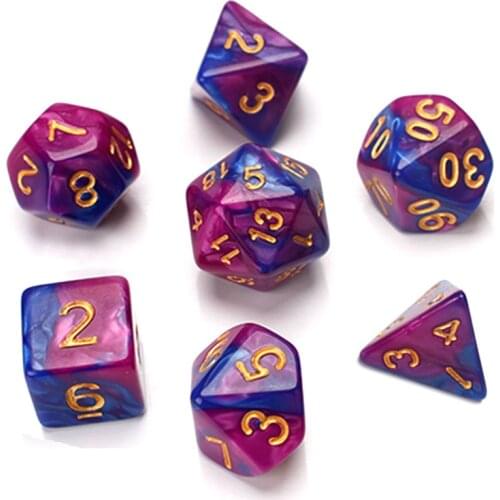 7pcs/Set Digital Dice Multi Sided Acrylic Dice Gift For RPG Dungeons And Dragons Board Games Dice