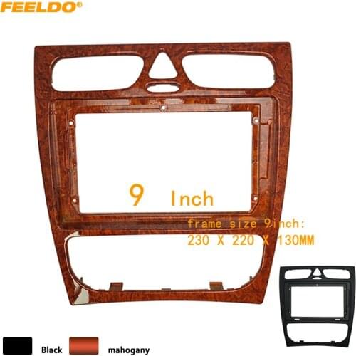 FEELDO Car 9 Inch Audio Face Plate Fascia Frame For Mercedes-Benz C-CLASS 2Din Big Screen Radio Stereo Panel Dash Mount Frame