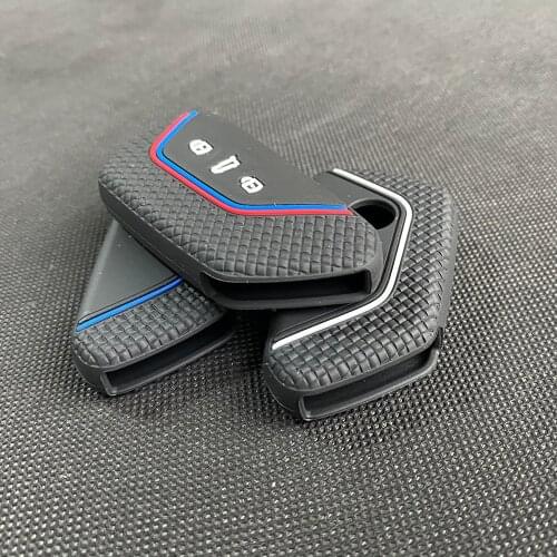 Car Rear Silicone Remote Smart Key Case Key Fob Holder Cover Trim For Seat leon fr mk4 2019 2020 For Skoda Octavia a8 2020 2021