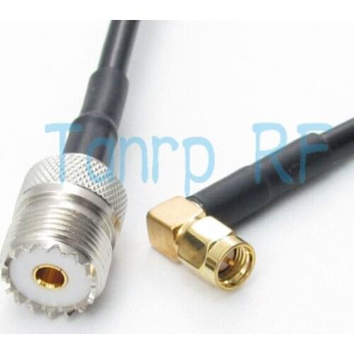 Free shipping! 6feet RG58 cable 2M RF Pigtail coaxial jumper extension cable 200CM UHF female to SMA male plug right angle