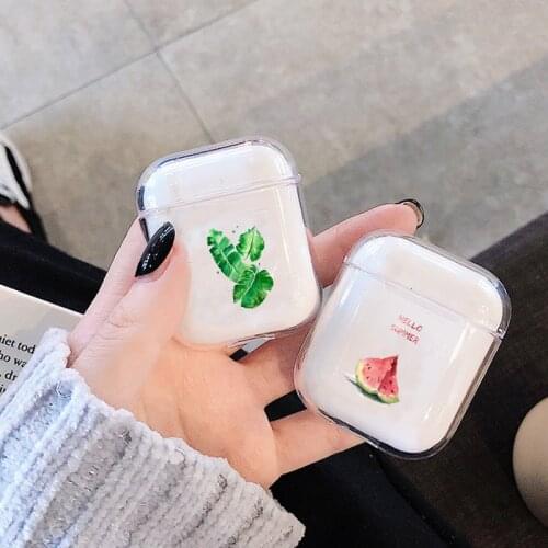 Case For Apple airpods case Summer Fruit Palm Cactus Wireless Bluetooth Earphone Case For Airpods Headphone Hard Protective Case