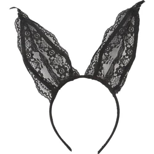 Long Lace Cat Ears Alice Band Easter Dress Up Headwear Christmas Party Props