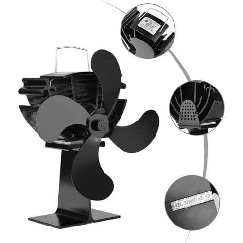 4 Blades Home Fireplace Fan Efficient Heat Distribution heat powered stove fan for wood stove eco fan fireplace accessories