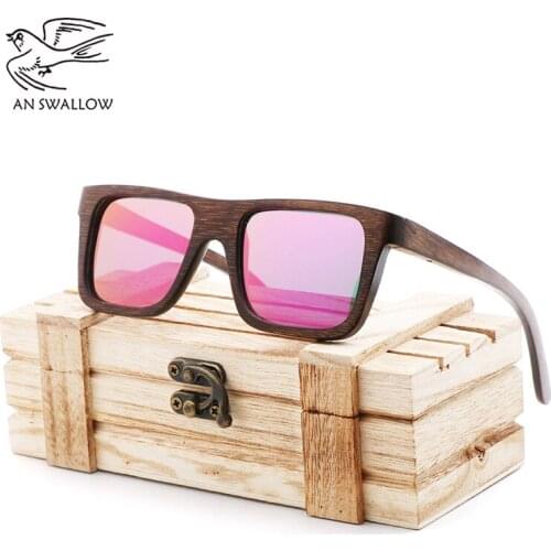 Environment-friendly hand-made bamboo and wood glasses small childrens Sunglasses with brown frame slotted flat frame
